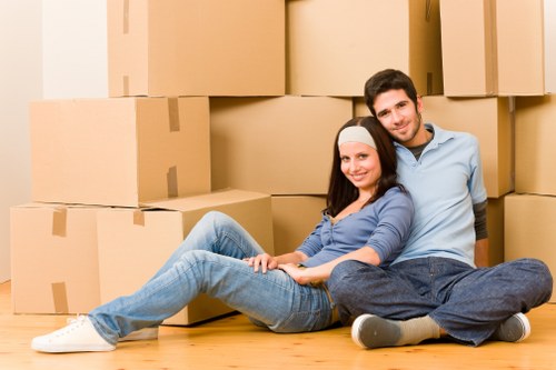 Furniture and boxes being prepared for small removals service